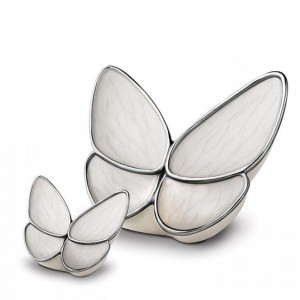 Brass Cremation Ashes Urn - Premium Quality – Butterfly with Large White Wings 